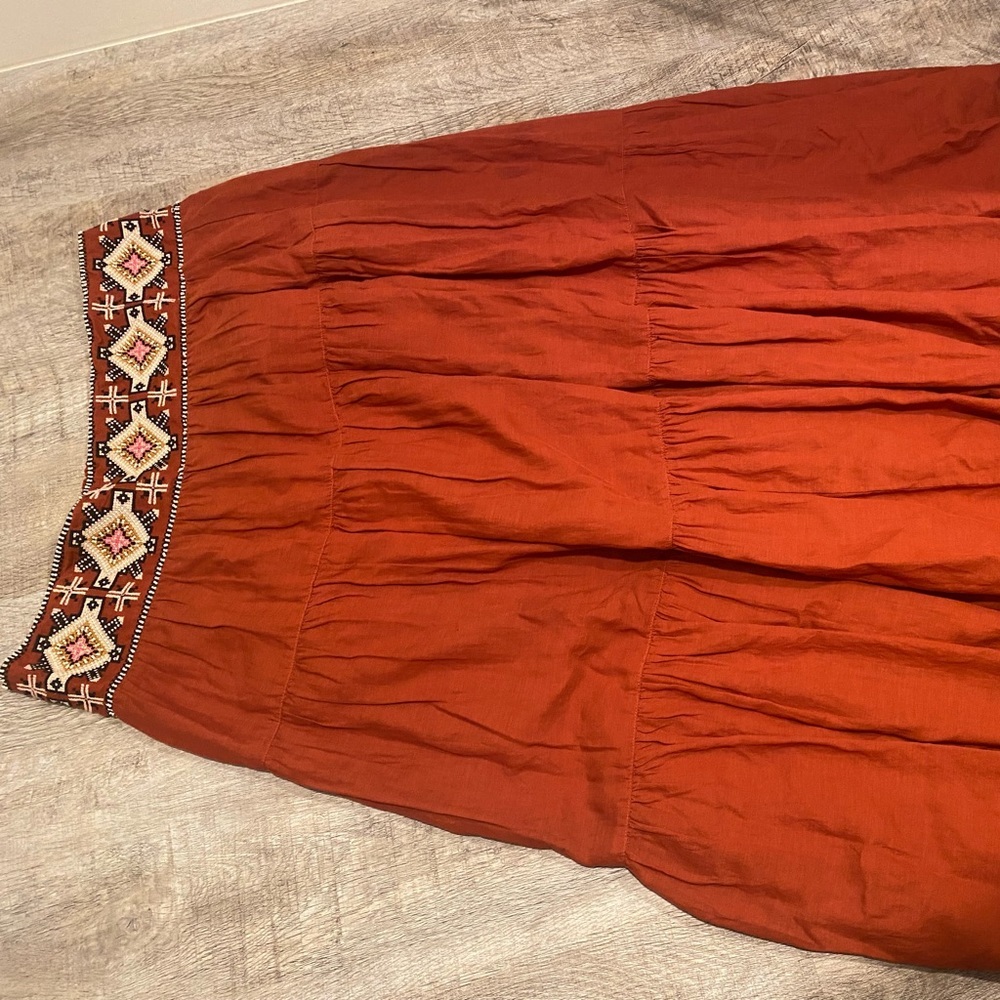 Anthropologie Beaded Maxi Skirt In Orange - Picture 9 of 9
